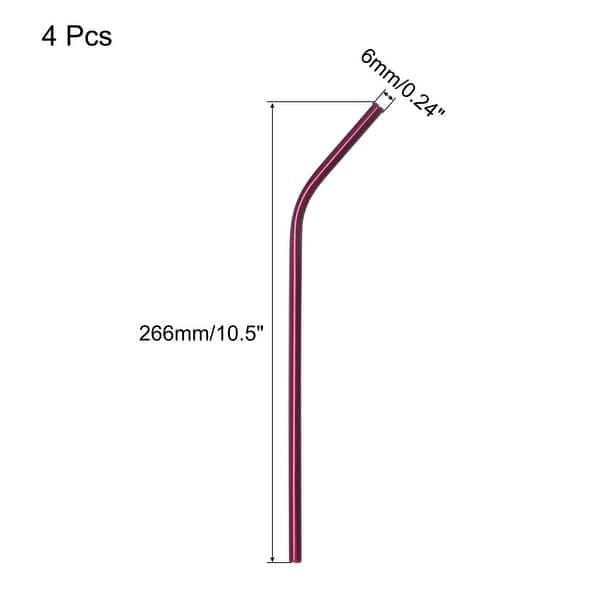 dimension image slide 0 of 10, Reusable Metal Straws 4Pcs, Stainless Steel Bent Drinking Straw 10.5"