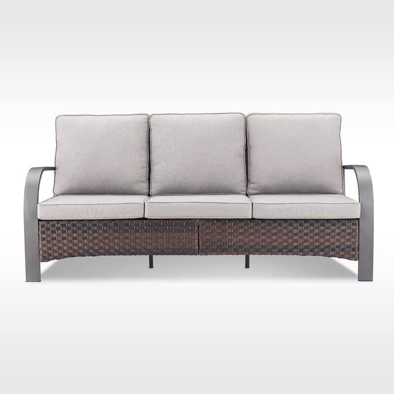 Gymojoy Industrial Style Premium Outdoor 3-Seat Rattan Sofa