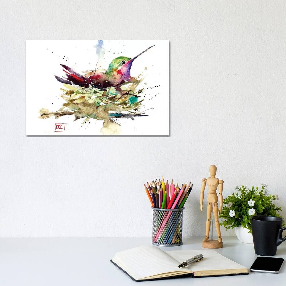 iCanvas "Hummer In Nest" by Dean Crouser Canvas Print