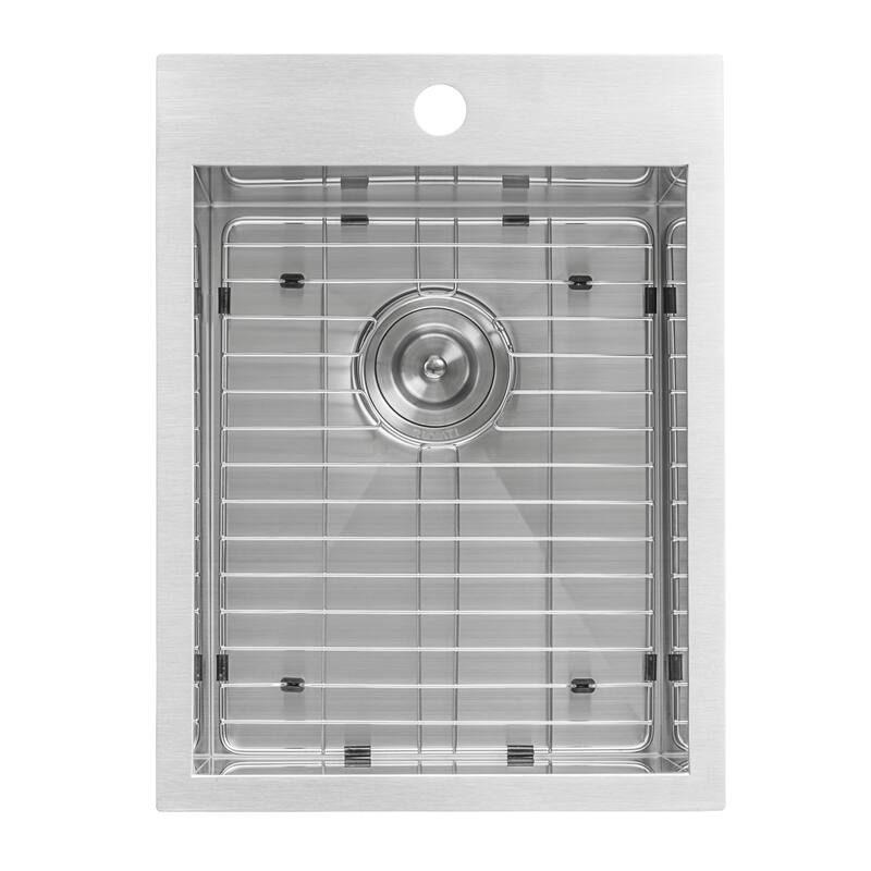 Ruvati 15 x 20 inch Drop-in Topmount Bar Prep Sink 16 Gauge Stainless Steel Single Bowl - RVH8110 - 13″ x 16″