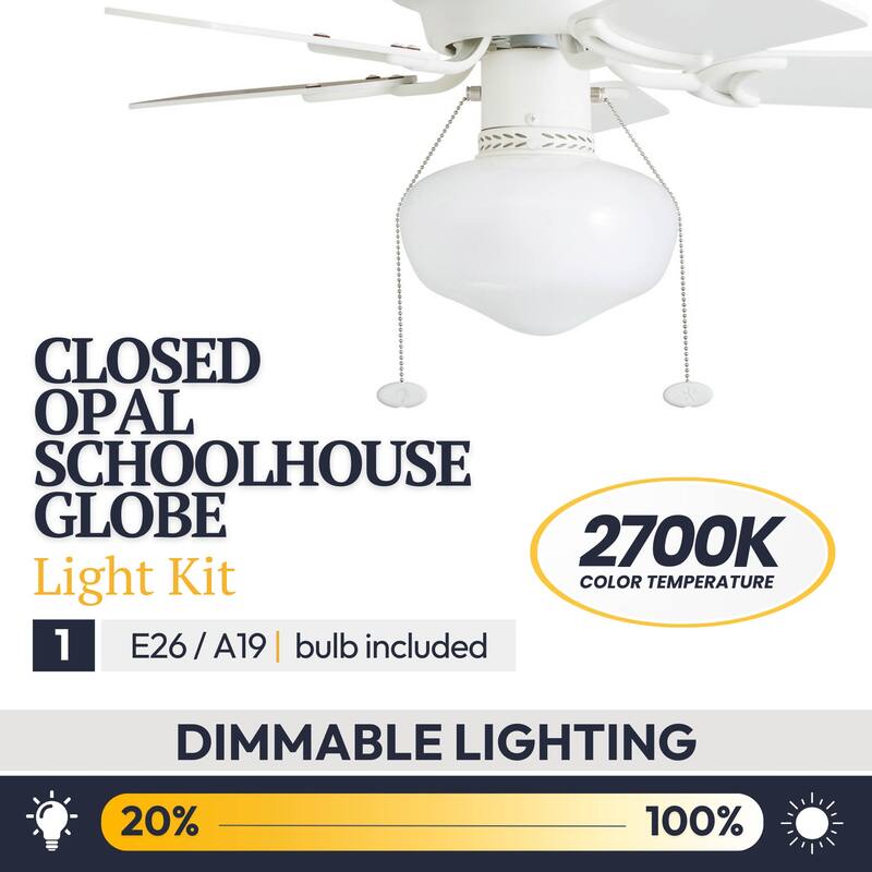 28" Prominence Home Hero White LED Indoor Ceiling Fan with Pull Chain