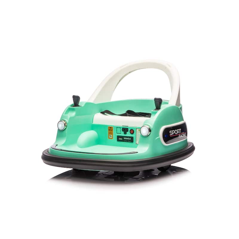 12V Kids Ride-On Bumper Car for Ages 1.5-5, Remote Control with Bluetooth & 360° Spin, Safety Belt - Green
