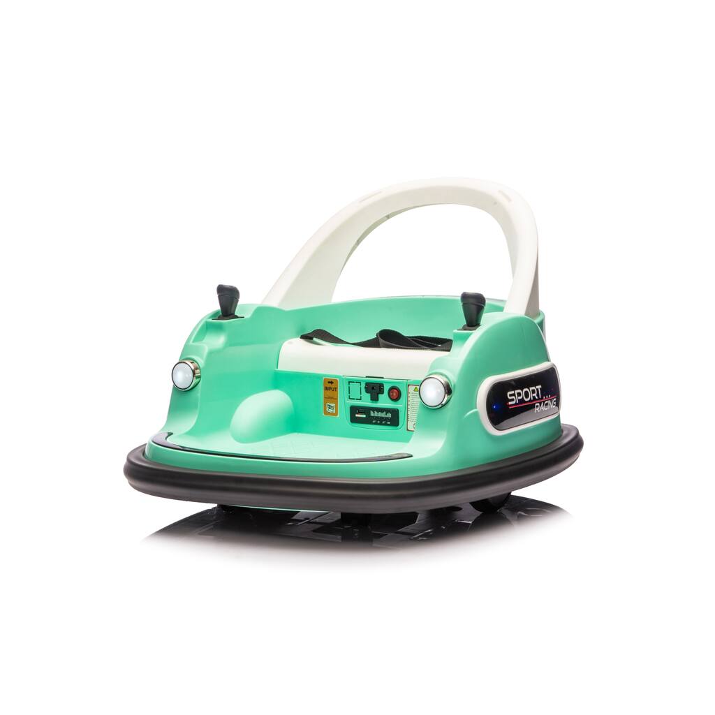 12V Kids Ride-On Bumper Car for Ages 1.5-5, Remote Control with Bluetooth & 360° Spin, Safety Belt - Green