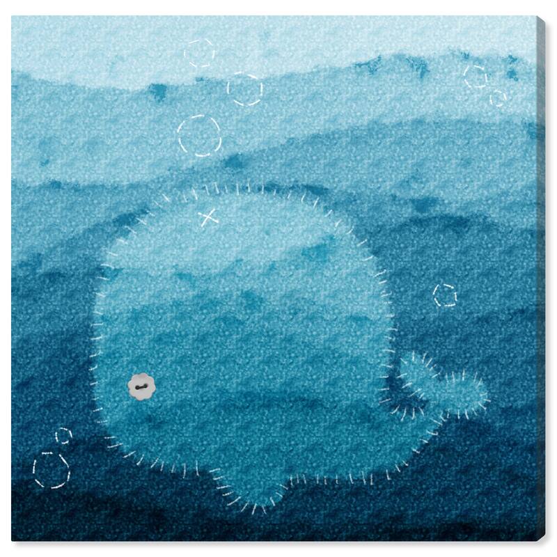 Wynwood Studio Canvas Animals Stitched Whale Blue and Light Blue Rustic