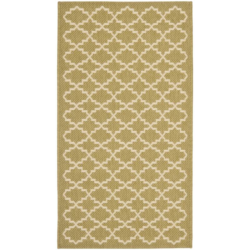 SAFAVIEH Courtyard Gerdi Indoor/ Outdoor Patio Backyard Rug - 2' x 3'7" - Green/Beige