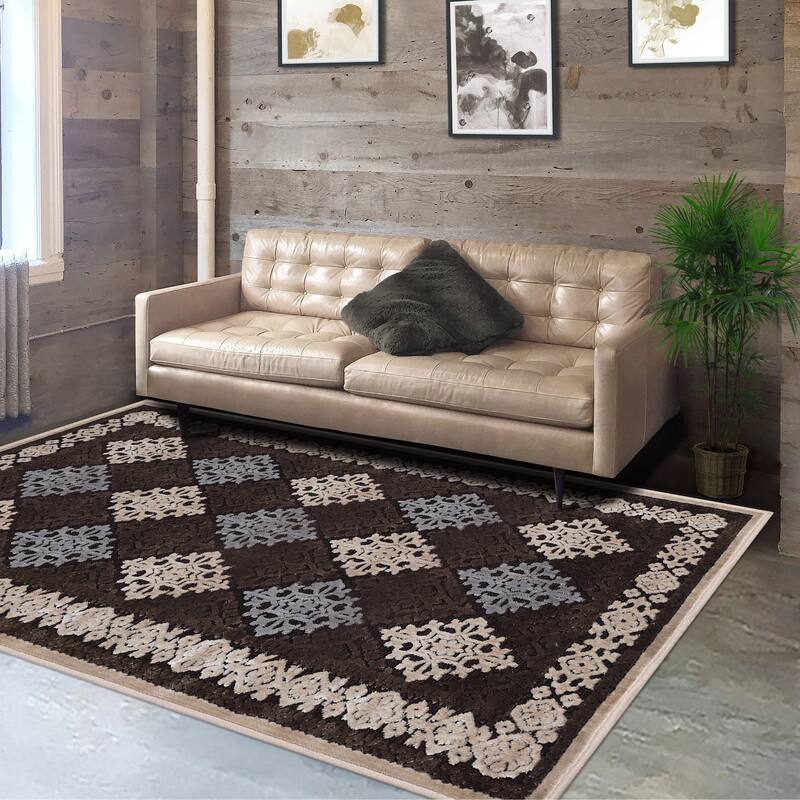Superior Floral Medallion Sculpted High-Low Pile Polyester Area Rug