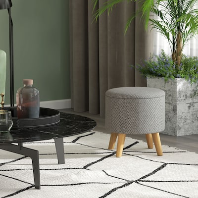 Light Grey Storage Ottoman Footrest with Removable Lid and Hidden Compartment for Bedroom or Living Room