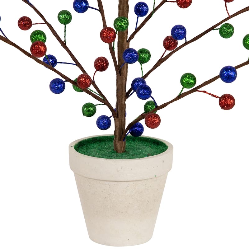 Glittered Ball Ornament Artificial Christmas Tree - Unlit - 24" - 2 Foot