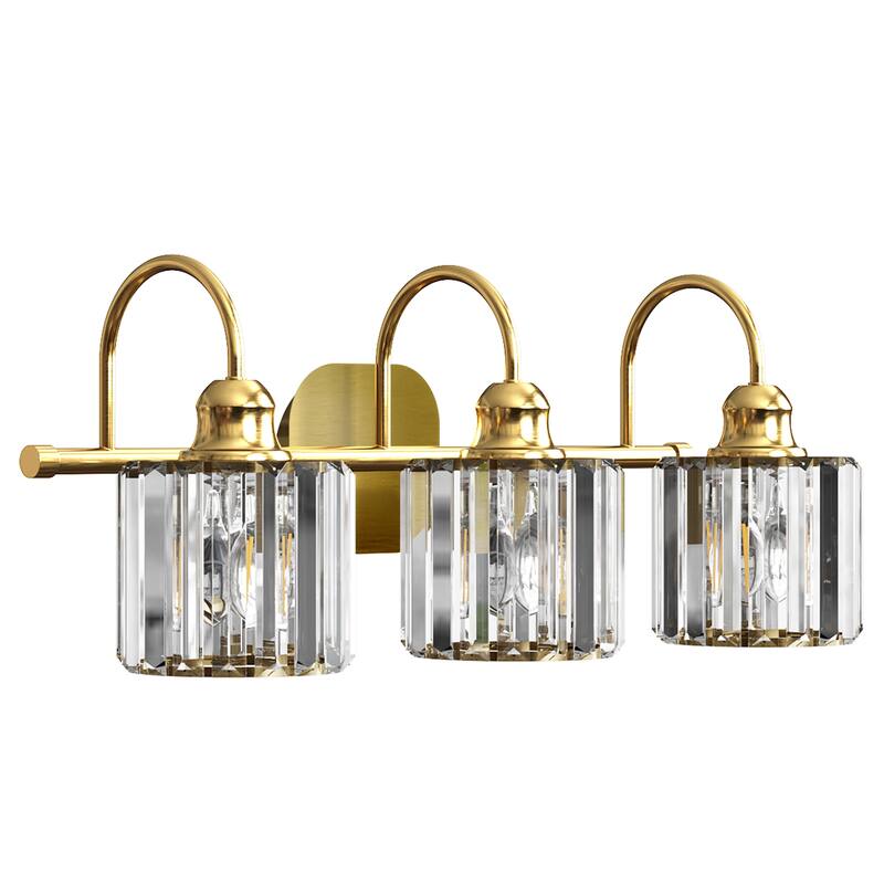 ExBrite Modern Rose Gold 1/2/3/4/5-light Bathroom Dimmable Crystal Vanity Lights Wall Sconces - 3-Lights - Gold