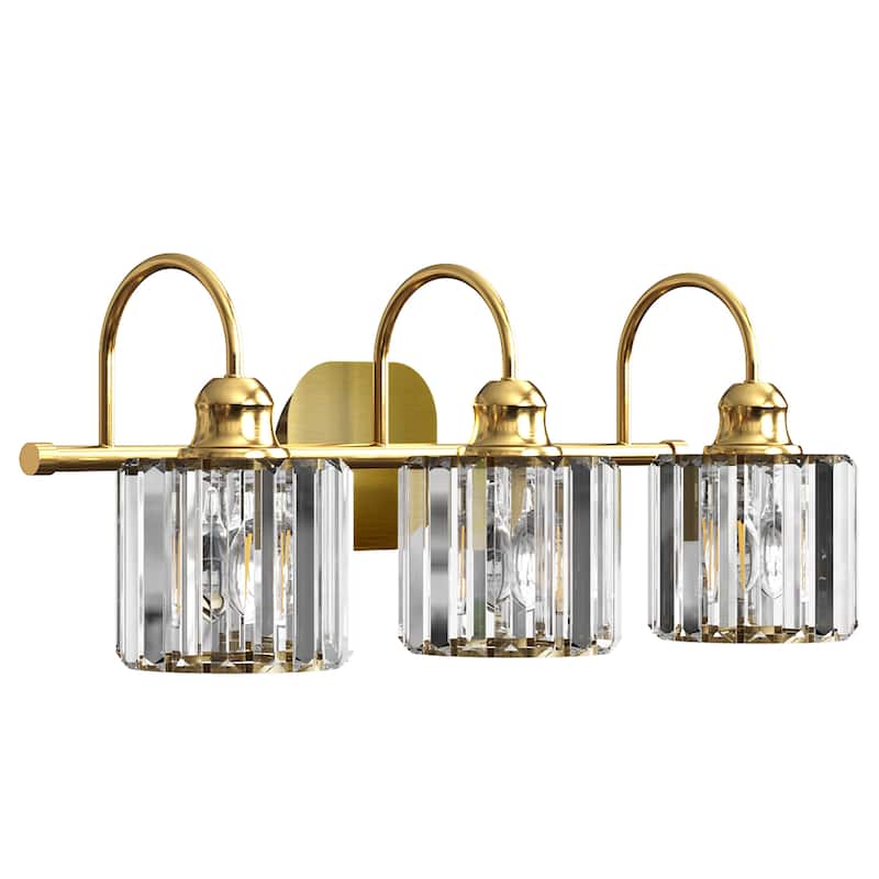 ExBrite Modern Rose Gold Dimmable Bathroom Crystal Vanity Lights - Gold - 3-Lights