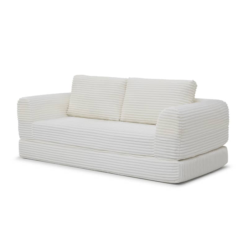 Modern Corduroy Sleeper Couch , Futon Modular Upholstered Boneless Sofa