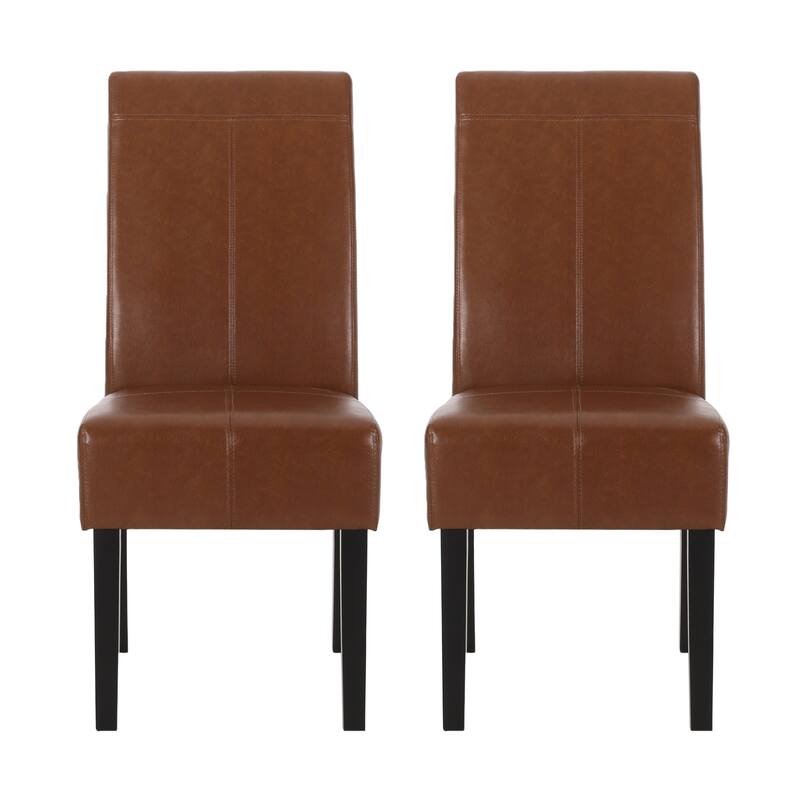 Set of 2 PU Leather Dining Chairs Solid Wood Frame Armless Modern Design