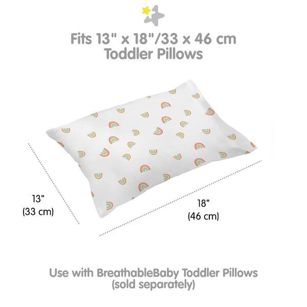dimension image slide 9 of 13, BreathableBaby Cotton Percale Pillowcase, For 13" x 18"/33 x 46 cm Toddler Pillow, Prints (2-Pack)