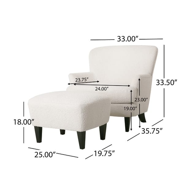 dimension image slide 5 of 9, Hartshorn Upholstered Club Chair and Ottoman Set by Christopher Knight Home