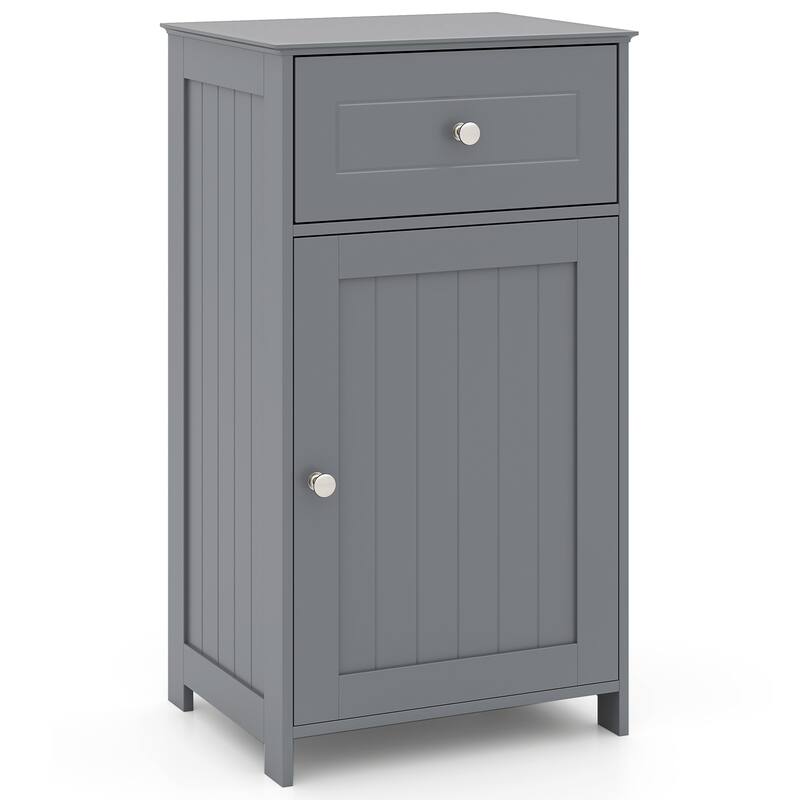 Bathroom Storage Cabinet with Drawer and Adjustable Shelf - 17" x 13.5" x 30.5" - Grey