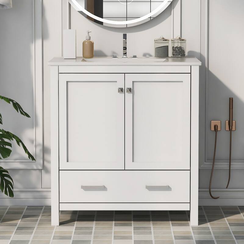 30" Blue Bathroom Vanity with Single Sink,