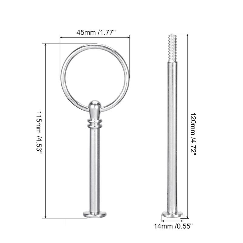 Cake Tray Stand Handle Cupcake Dessert Plate Hardware Fitting Holder Rod Stand Handle, 3-Tiers - Silver - 2 Set