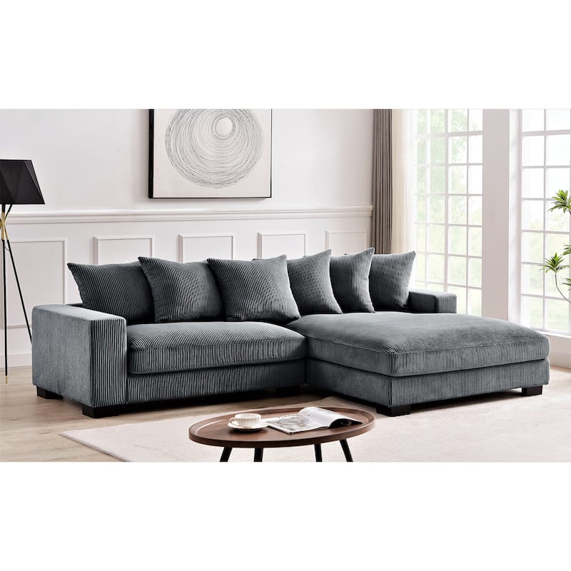 Us Pride Furniture Payan 102.4" Wide Corduroy L-Shape Sectional Sofa