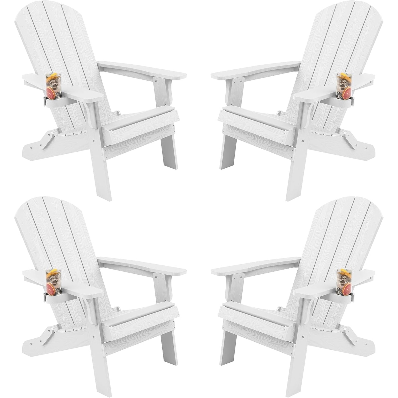WINSOON All Weather HIPS Oversized Folding Adirondack Chair with Cup Holder