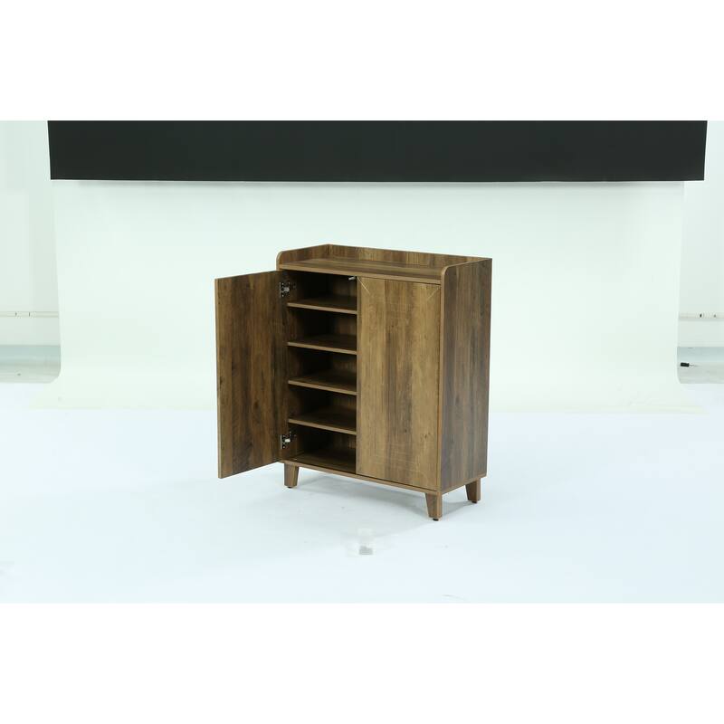 5-Tier Wooden Shoe Cabinet with Doors