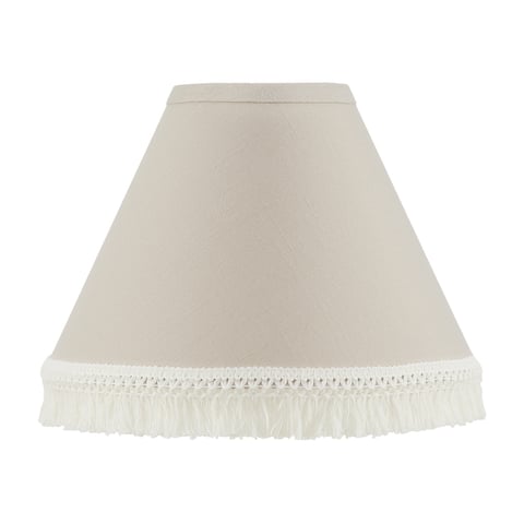 Boho Bohemian Lamp Shade - Solid Color Taupe Beige Ivory Cream Off White Linen Farmhouse Shabby Chic Fringe Neutral Unisex