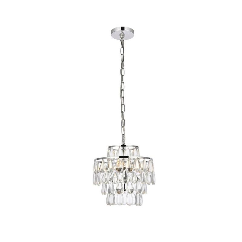 Elegant Lighting 1102D12 Mila 3 Light 12" Wide Crystal Pendant with
