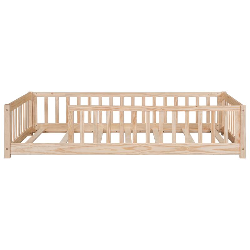 Twin Floor Platform Bed with Fence without Door