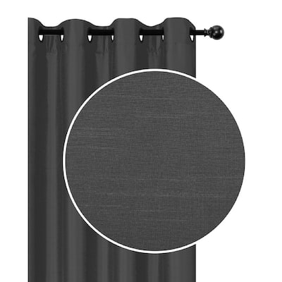 Faux Silk Panel With 8 Grommets (Gray) - Set of 2