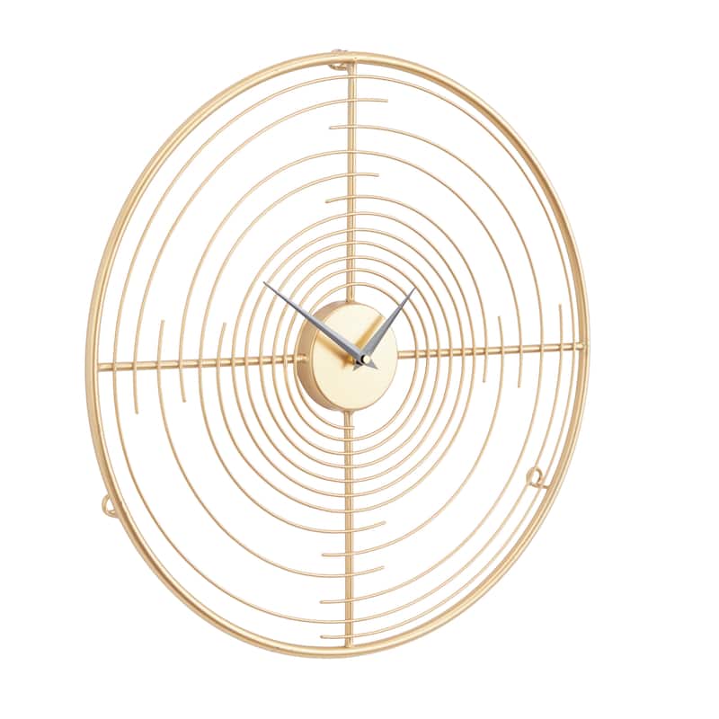 Gold Metal Open Frame Swirl Decorative Wall Clock - 20"L x 2"W x 20"H