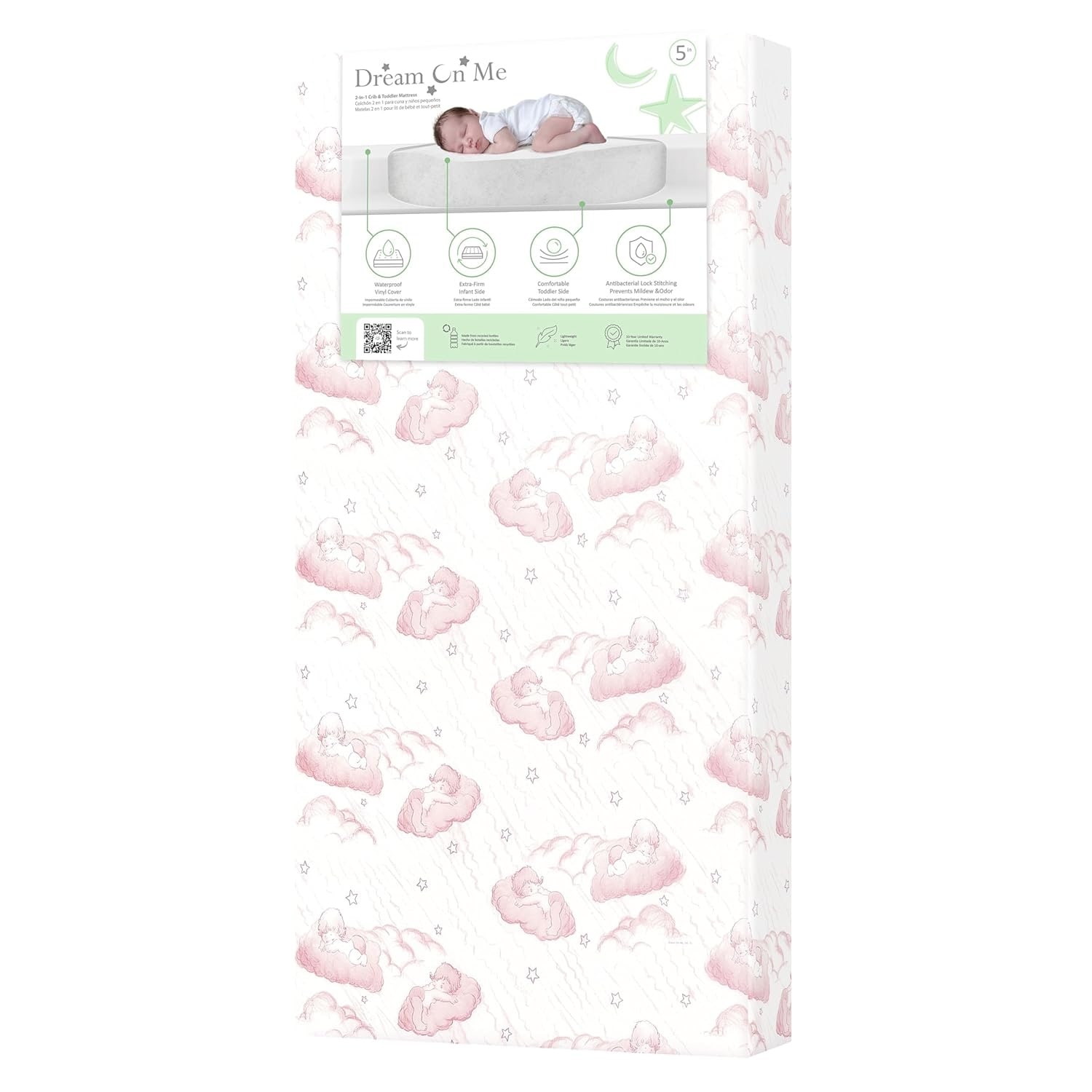 Dream On Me 2 in 1 Serene Snooze Crib and Toddler Mattress