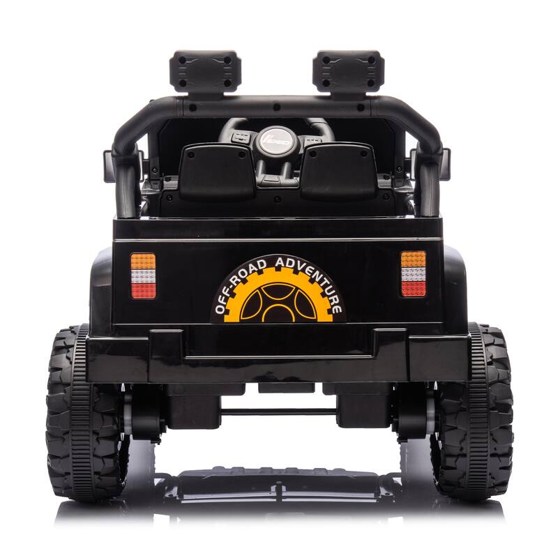 Black Ride on Truck Car with Removable Steering Wheel, Electric Car for Kids with LED Lights, Battery Powered Electric Car