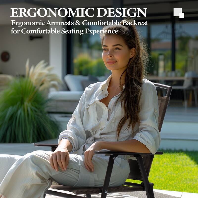 9-Piece Outdoor Dining Set Rectangle Patio Dining Table with Umbrella Hole and Folding Chairs