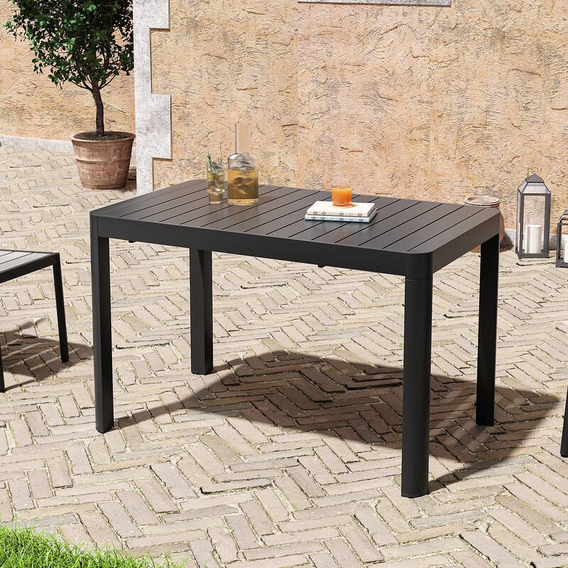 Outdoor 5/7-Piece Patio Aluminum Dining Set Stackable Chairs and Extendable Table