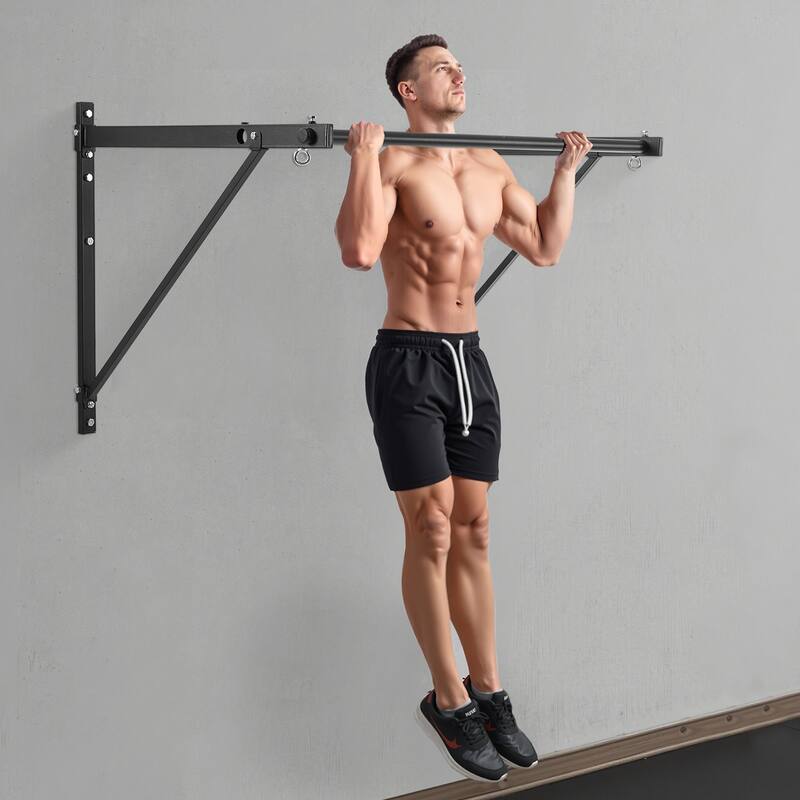 50" Wall Mount Pull Up Bar for Home Gym Adjustable Depth Chin Up Station with Anti-Slip Handles - 50.24” x 31.97” x 30.98”