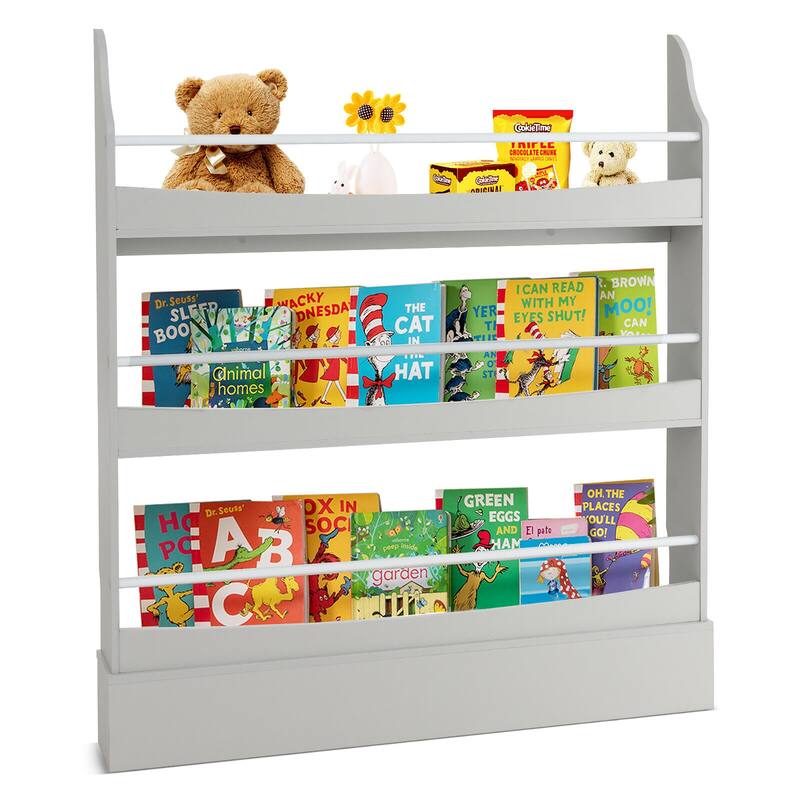 Gymax 3-Tier Kids Bookshelf Toy Storage Bookcase Rack Wall w/