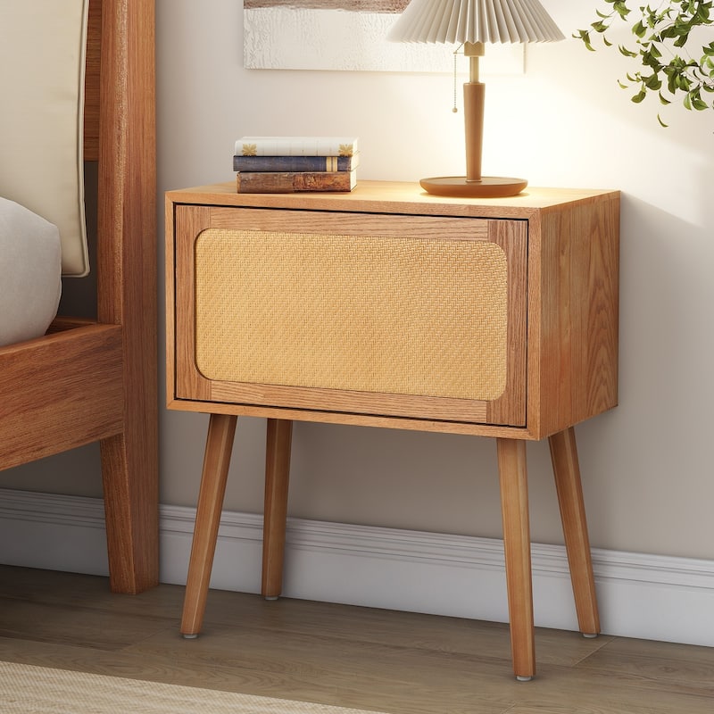 22.25 in Rotating Hidden Compartment Nightstands - Walnut - 1-drawer