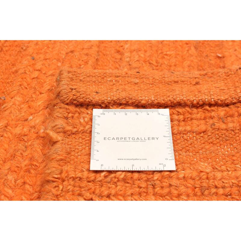 ECARPETGALLERY Flat-Weave Natural Burnt Orange Wool Tapestry Kilim - 6'3 x 6'10