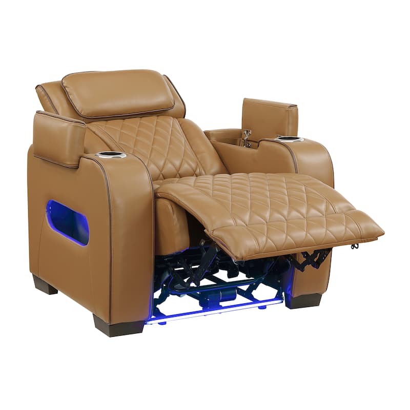 Ezra 37.5" Faux Leather Power Recliner - Power Heatrest, Cup Holders