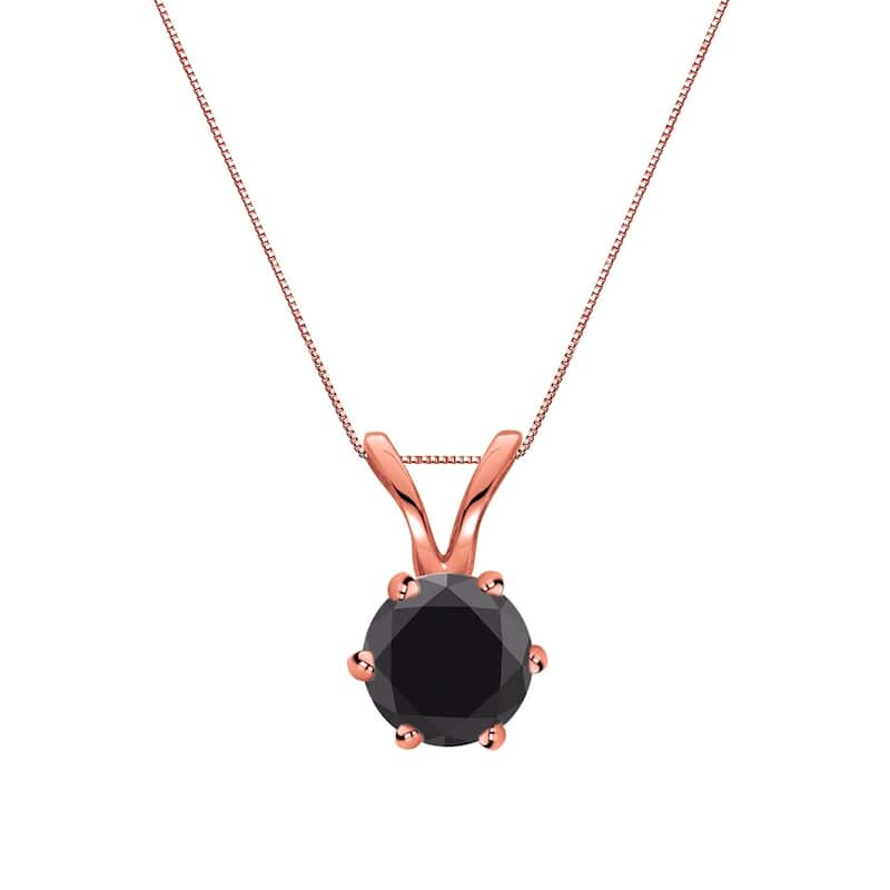 Auriya 14k Gold 1/4ctw Solitaire Black Diamond Necklace 6-Prong - Rose
