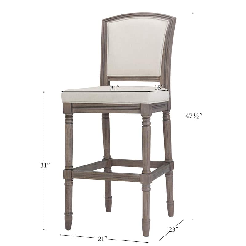 Charleston Wood Bar Stool with Gray Upholstered Seat and Back