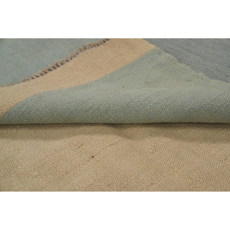 Hand Woven Oriental 100% Wool Carpet Southwestern Modern Beige & Ivories Kilim Area Rug - 8' 9'' X 5' 9''