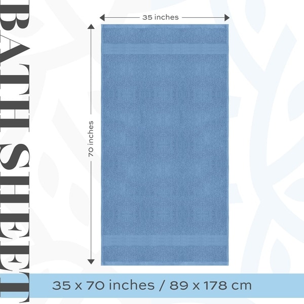 dimension image slide 12 of 19, White Classic Luxury Cotton Oversized Bath Sheet 35x70 - Set of 2