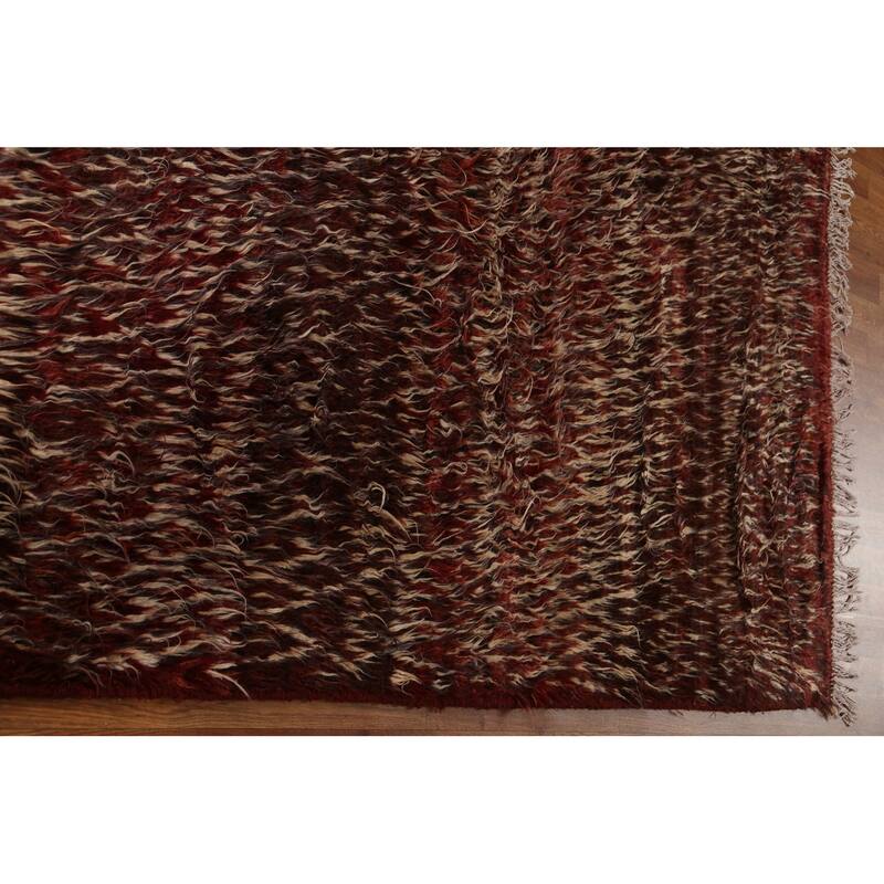 Hand Knotted Oriental 100% Wool Carpet Modern Geometric Red Moroccan Area Rug - 9' 8'' X 6' 8''