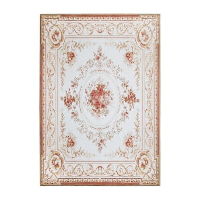 My Magic Carpet Aubusson Beige Machine Washable Rug