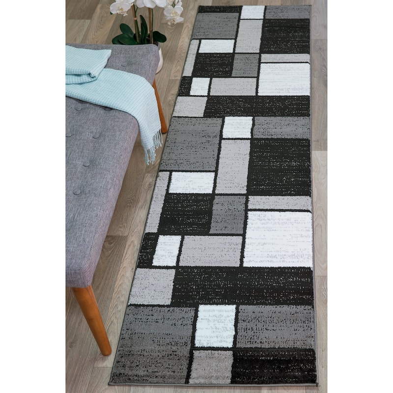 World Rug Gallery Contemporary Modern Boxed Color Block Area Rug