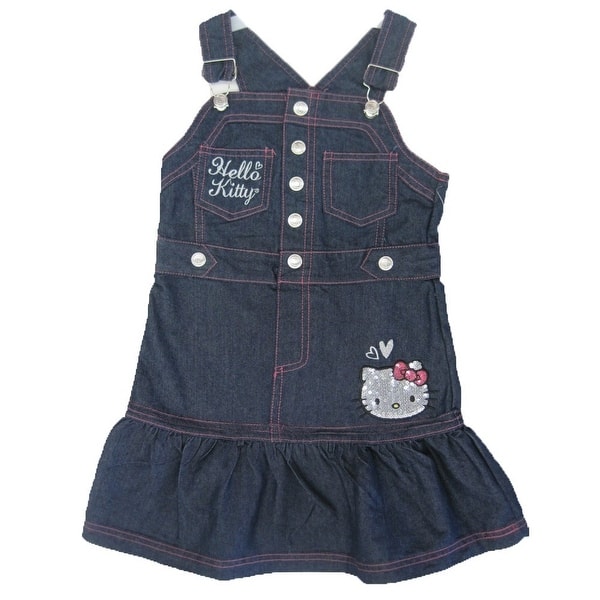 Shop Hello Kitty Little Girls Blue Denim Snap Sequined Applique