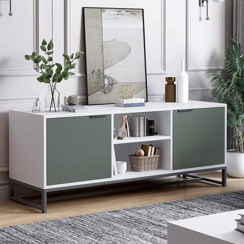 Mieres Contemporary Style Wooden TV Stand With Storage Cabinet and Opening Shlef for TVs Up to 55'' - n/a