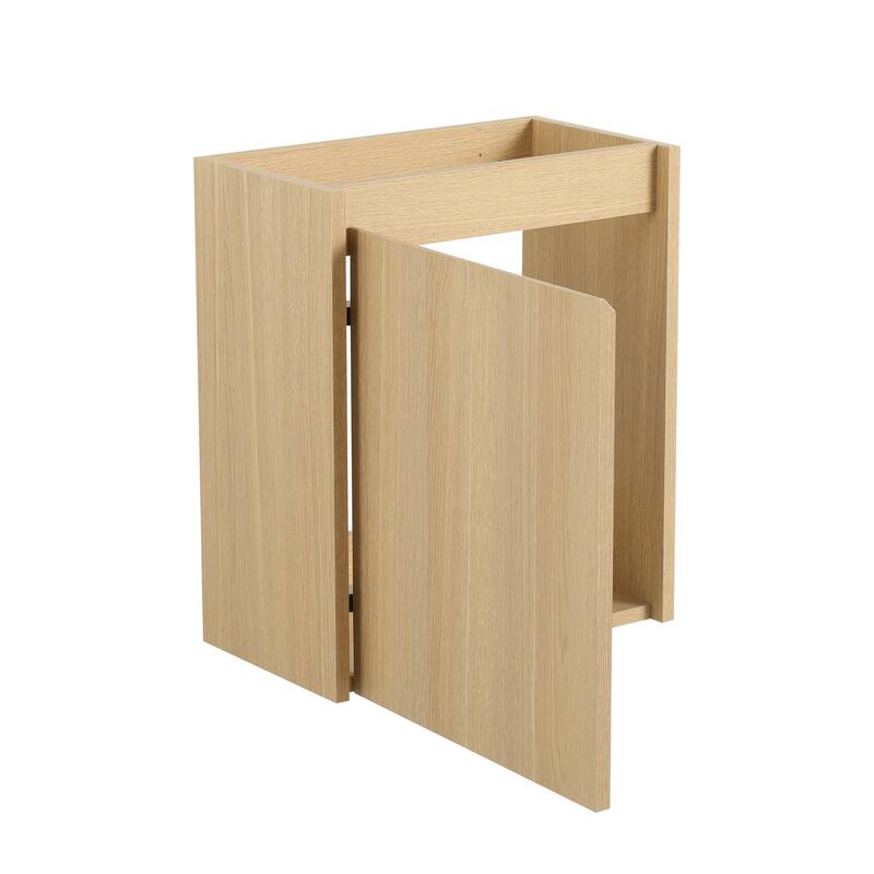 16" Bathroom Vanity Sink Combo with Ceramic Sink, Oak Cabinet for Small Bathrooms and Powder Rooms