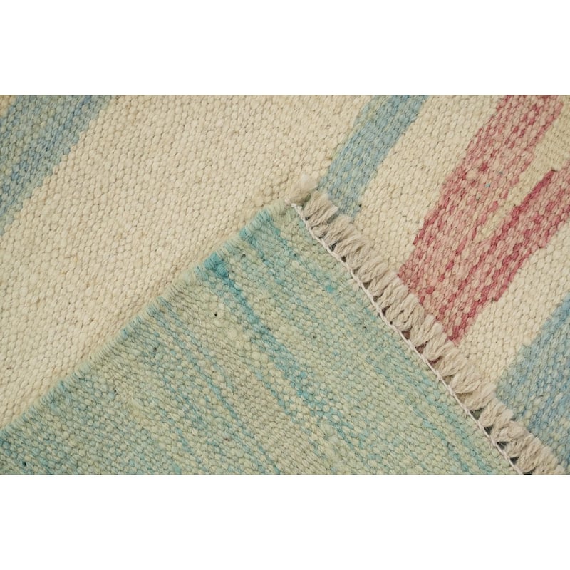 Hand Woven Oriental 100% Wool Carpet Southwestern Modern Multi-Colored Kilim Area Rug - 8' 7'' X 6' 4''