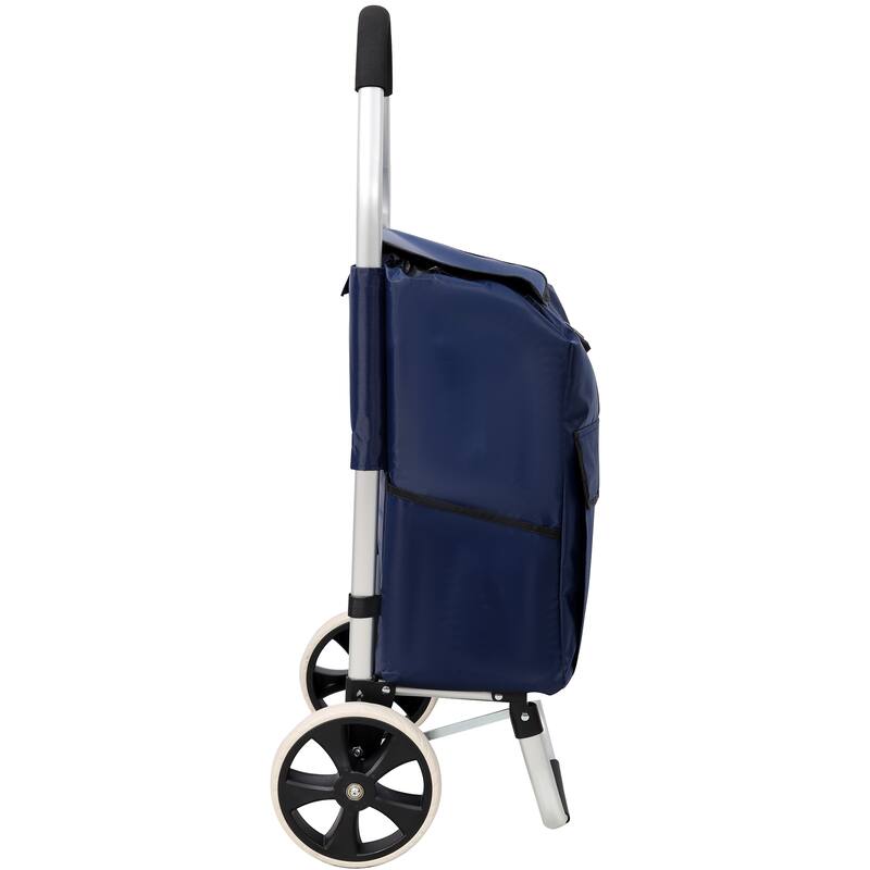 Shopping Trolley with Wheels, Trolley Black Foldable Shopping Cart, Removable Shopping Oxford Waterproof Bag